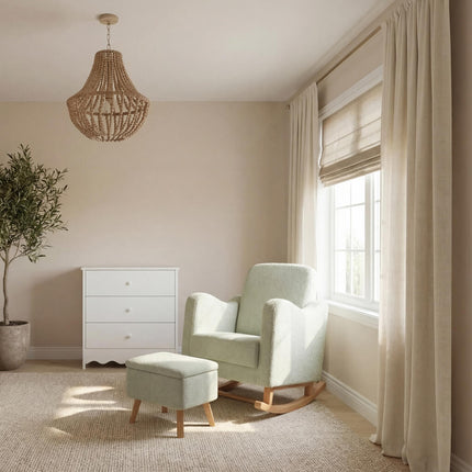 Soother Nursing Rocking Chair with Footstool - Sage Boucle