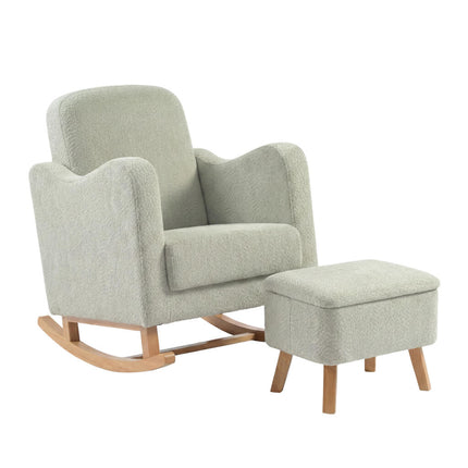 Soother Nursing Rocking Chair with Footstool - Sage Boucle