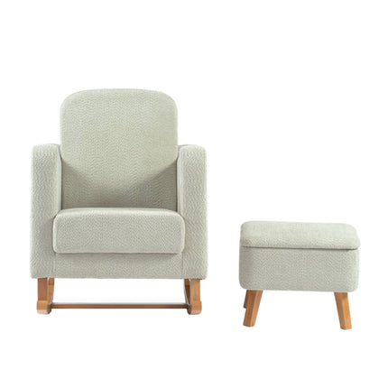 Soother Nursing Rocking Chair with Footstool - Sage Boucle