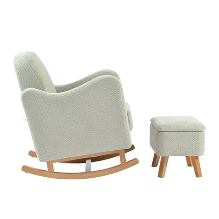 Soother Nursing Rocking Chair with Footstool - Sage Boucle