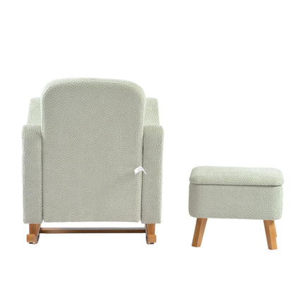 Soother Nursing Rocking Chair with Footstool - Sage Boucle