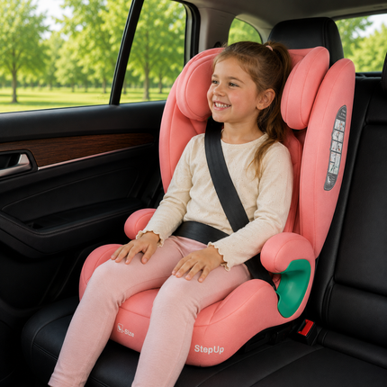 For Your Little One Stepup I-Size Isofix 2/3 Car Seat Booster Seat - Blush Rose (4-12 Years)