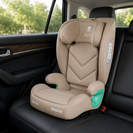 For Your Little One Stepup I-Size Isofix 2/3 Car Seat Booster Seat - Latte Beige (4-12 Years)