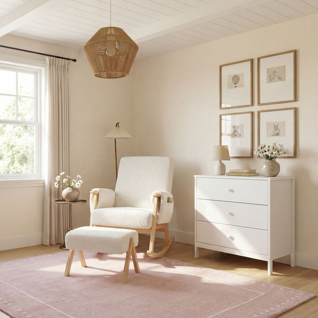 Storyteller Nursing Rocking Chair with Footstool - Off White Ted