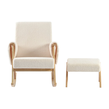 Storyteller Nursing Rocking Chair with Footstool - Off White Ted