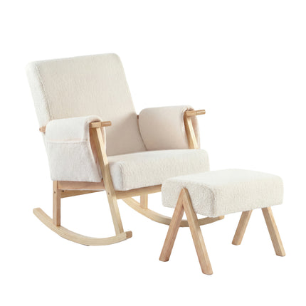 Storyteller Nursing Rocking Chair with Footstool - Off White Ted