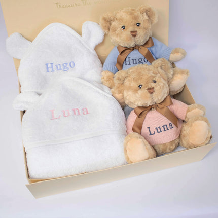 TWINS TEDDY AND TOWEL GIFT SET