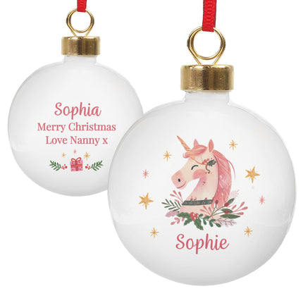 Unicorn Christmas Bauble - Personalised