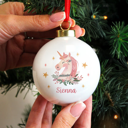 Unicorn Christmas Bauble - Personalised