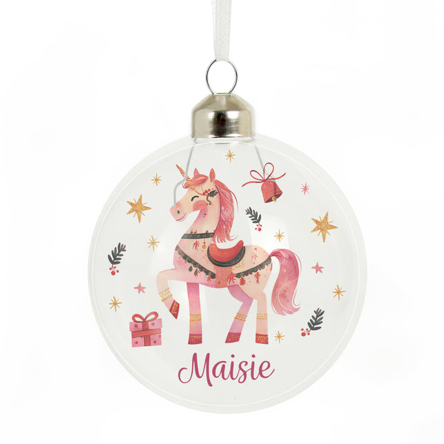 Unicorn Glass Bauble - Personalised