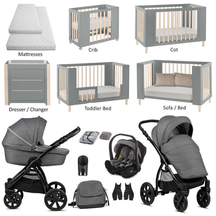 Noordi Fjordi 3in1 Travel System & Nursery Bundle, Dark Grey