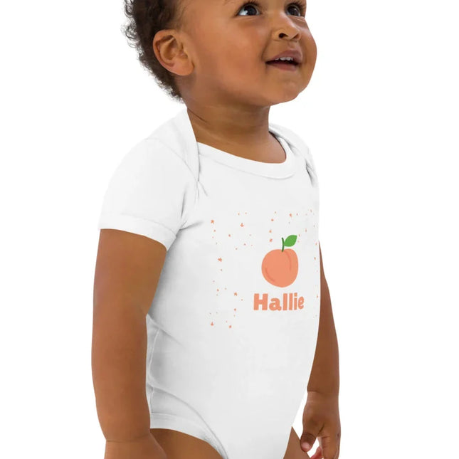 Peach Personalised Bodysuit in White