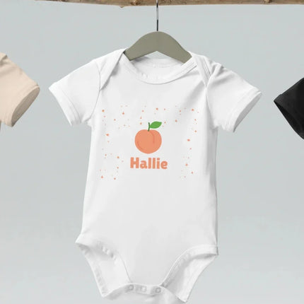 Peach Personalised Bodysuit in White
