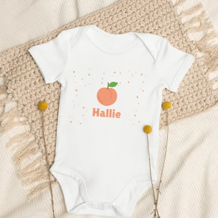 Peach Personalised Bodysuit in White