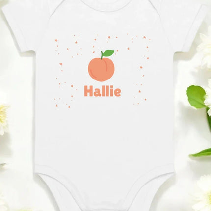 Peach Personalised Bodysuit in White