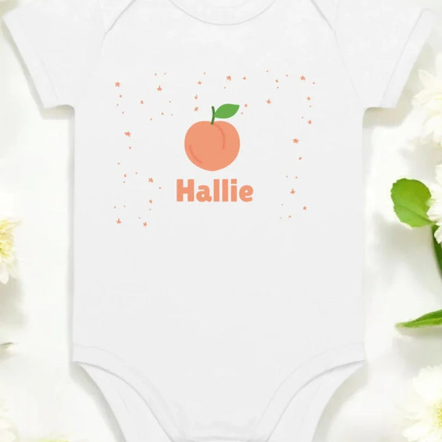 Peach Personalised Bodysuit in White