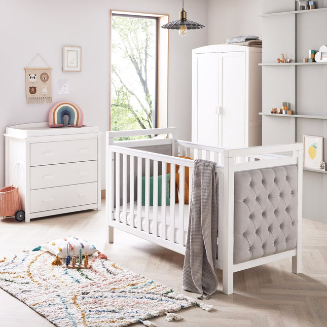 Velvet Deluxe 3 Piece Nursery Room Set - White