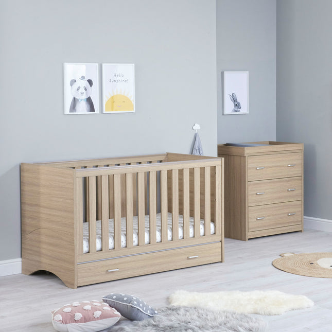 Veni 2 Piece Nursery Room Set + Drawer - Oak