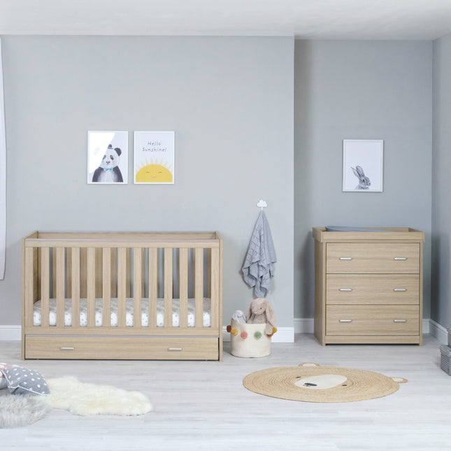 Veni 2 Piece Nursery Room Set + Drawer - Oak