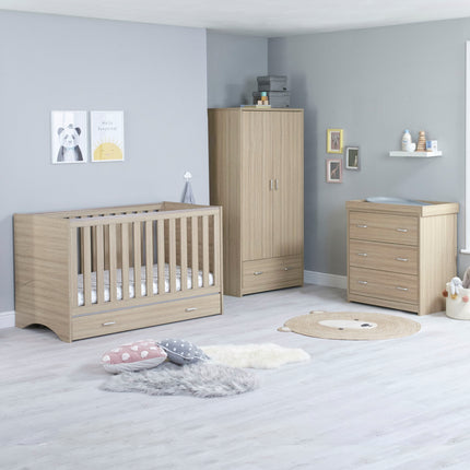 Veni 3 Piece Nursery Room Set + Drawer - Oak