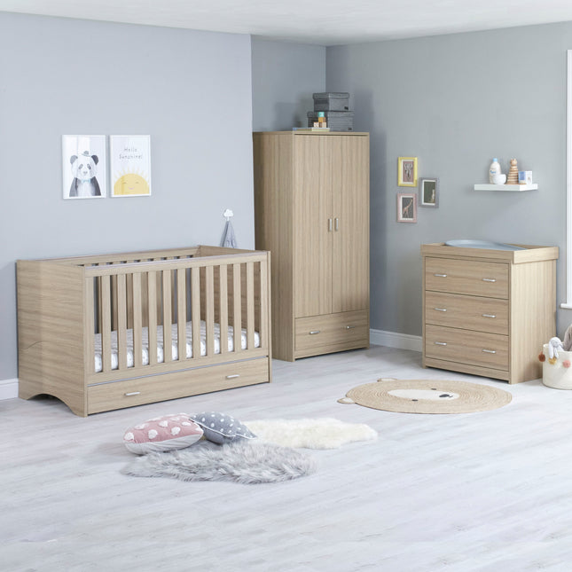 Veni 3 Piece Nursery Room Set + Drawer - Oak