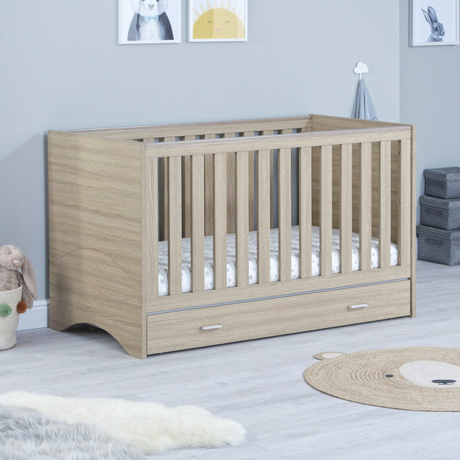 Veni Cot Bed + Drawer - Oak