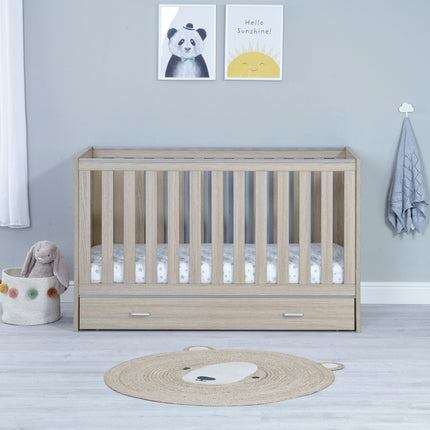 Veni Cot Bed + Drawer - Oak