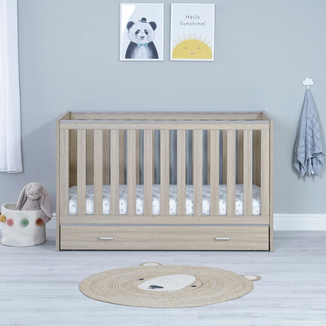 Veni Cot Bed + Drawer - Oak