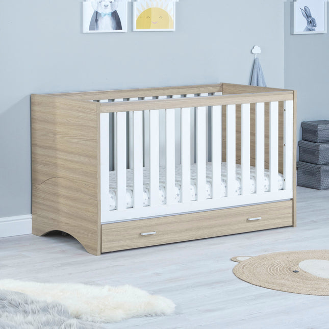 Veni Cot Bed + Drawer - White Oak