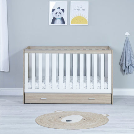 Veni Cot Bed + Drawer - White Oak