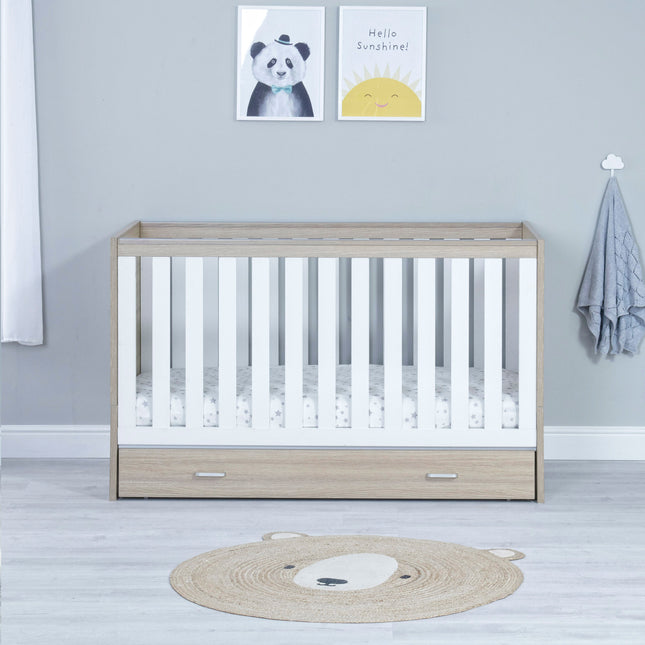 Veni Cot Bed + Drawer - White Oak