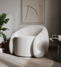 Aelia Swivel Boucle Teddy Accent Chair - Cream