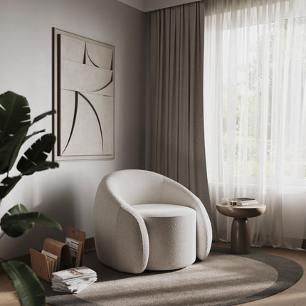 Aelia Swivel Boucle Teddy Accent Chair - Cream