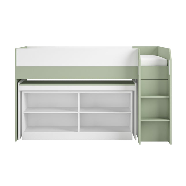 Aiden Kids Cabin Bed with Desk & Storage - Olive Green