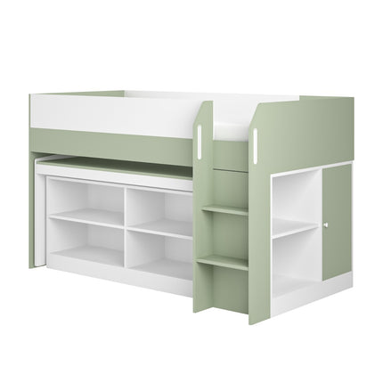 Aiden Kids Cabin Bed with Desk & Storage - Olive Green