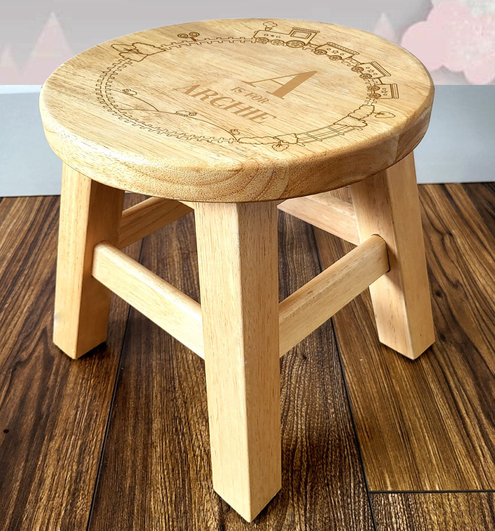 Alphabet Letter - Train Wooden Stool - Personalised