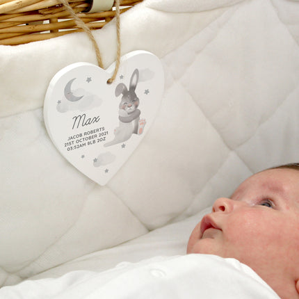 Baby Bunny - Personalised Wooden Heart Decoration