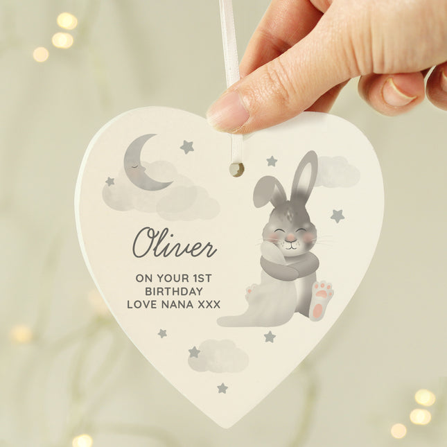 Baby Bunny - Personalised Wooden Heart Decoration