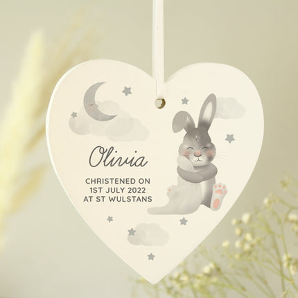 Baby Bunny - Personalised Wooden Heart Decoration