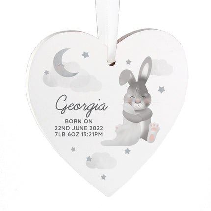 Baby Bunny - Personalised Wooden Heart Decoration