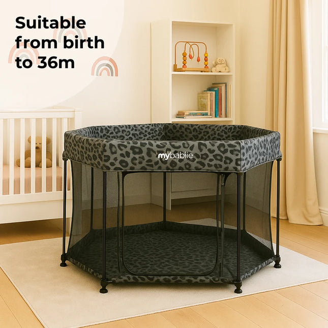 Baby Playpen - Grey Leopard
