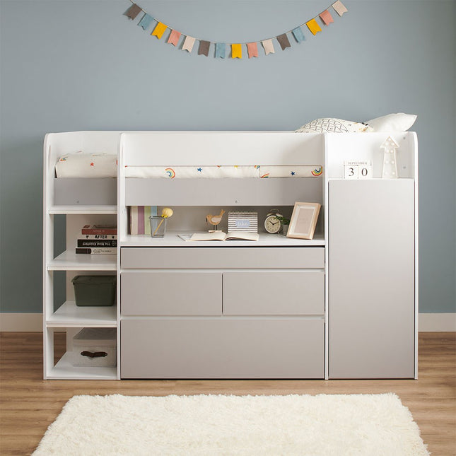 Bailey Kids Cabin Bed with Pull out Desk, Wardrobe & Storage