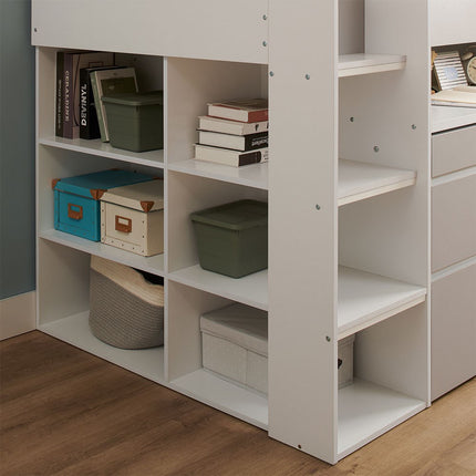 Bailey Kids Cabin Bed with Pull out Desk, Wardrobe & Storage