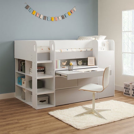 Bailey Kids Cabin Bed with Pull out Desk, Wardrobe & Storage