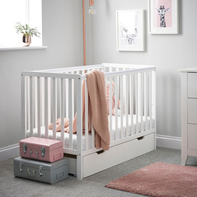 Bantam Mini Cot + Under Drawer - White