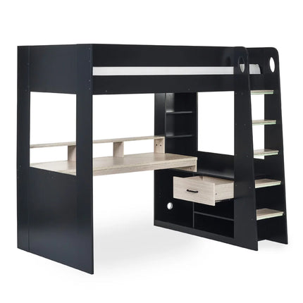 Blaze Gaming High Sleeper Bed with Desk - Black & Wood