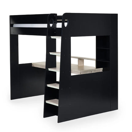 Blaze Gaming High Sleeper Bed with Desk - Black & Wood