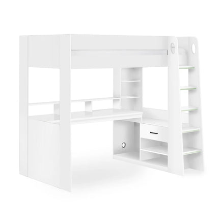 Blaze Gaming High Sleeper Bed with Desk - White