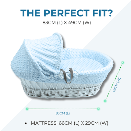 White Waffle White Wicker Baby Moses Basket With Stand
