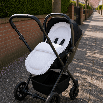 Universal Broderie Anglaise Car Seat Footmuff / Cosy Toes